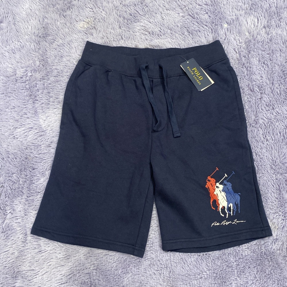 Polo Ralph Lauren Men's Triple Pony Drawstring Fleece Shorts Navy Size S NWT$110